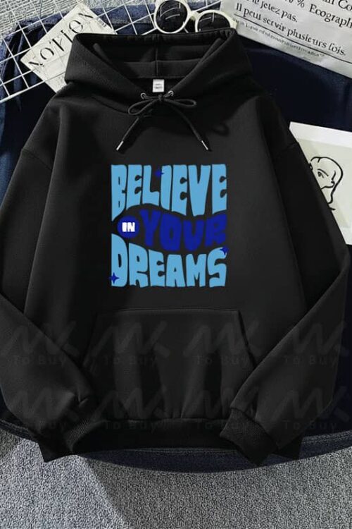 Capuche hommes avec design Believe Your Dreams – Noir