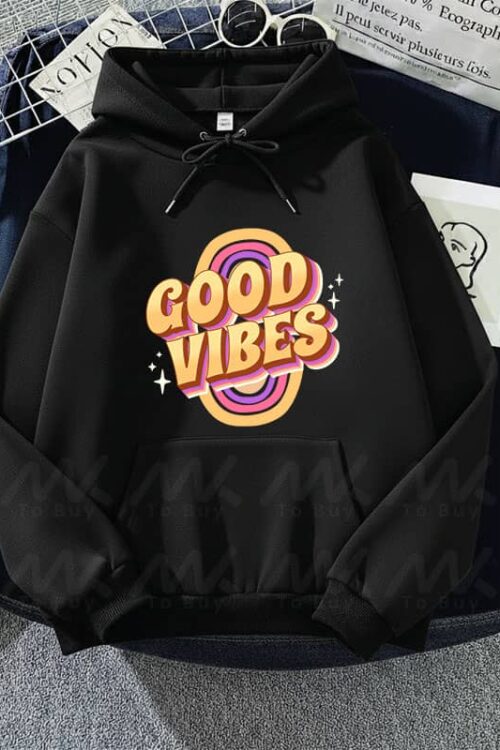 Capuche avec design Good Vibes – Noir