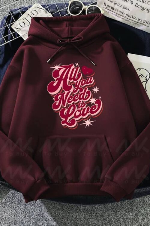 Capuche avec design You Need Love – Burgundi